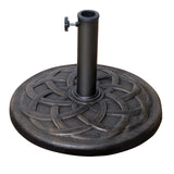 23lb Patio Market Umbrella Base, Heavy Duty Round Outdoor Stand, Resin Holder for Garden Beach Deck, Bronze