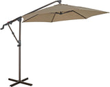 10ft Offset Hanging Patio Umbrella, Outdoor Cantilever Aluminum Umbrella with 360° Rotation, Crank and Tilt System, Cream White