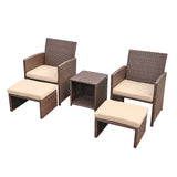 JOIVI 2 PCS Outdoor Patio Ottoman with Thick Cushions,Brown - JOIVI