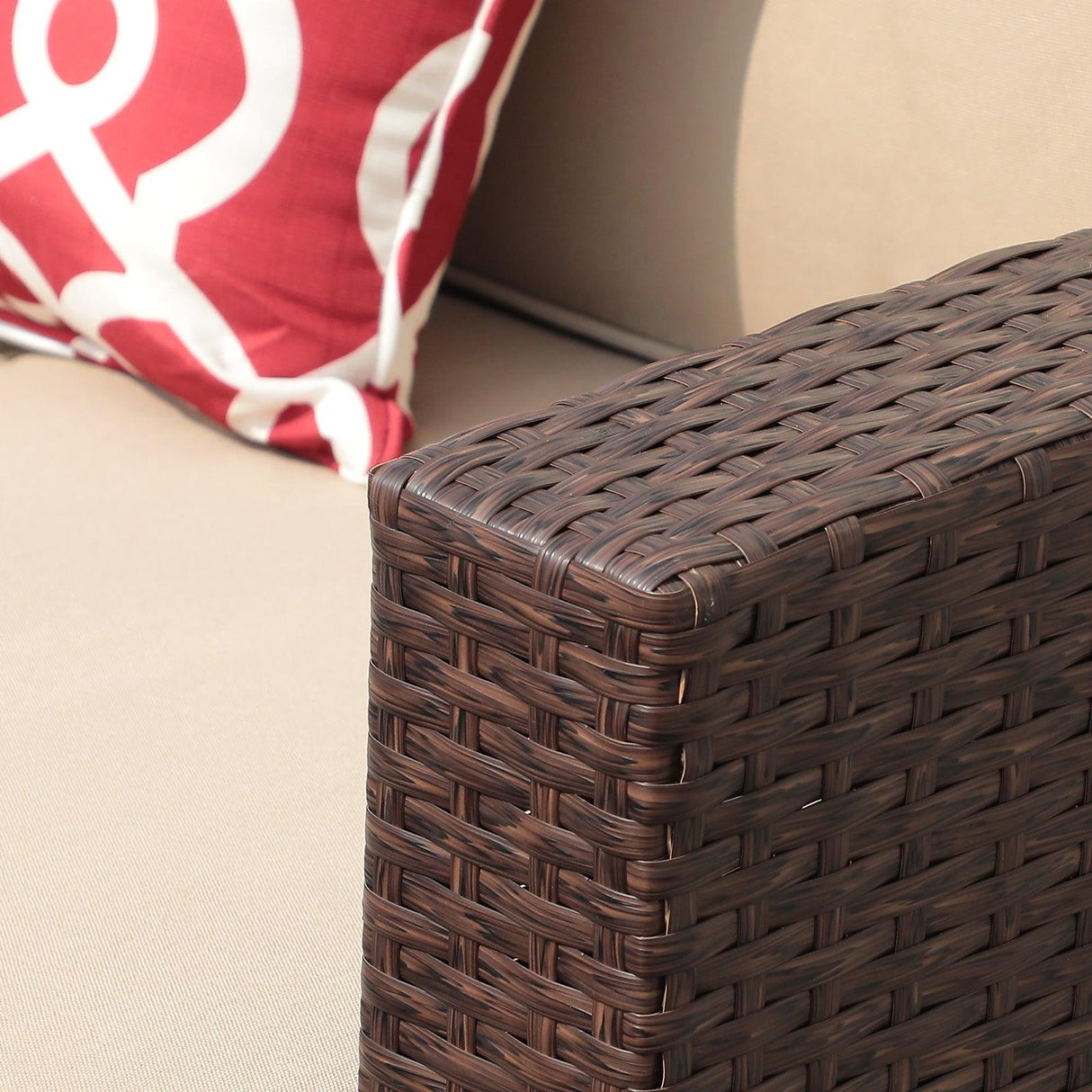 JOIVI 2 PCS Outdoor Patio Ottoman with Thick Cushions,Brown - JOIVI