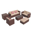 JOIVI 2 PCS Outdoor Patio Ottoman with Thick Cushions,Brown - JOIVI