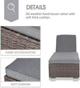  Adjustable Wicker Chaise Lounge grey