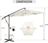 10ft Offset Hanging Patio Umbrella, Outdoor Cantilever Aluminum Umbrella with 360° Rotation, Crank and Tilt System, Cream White