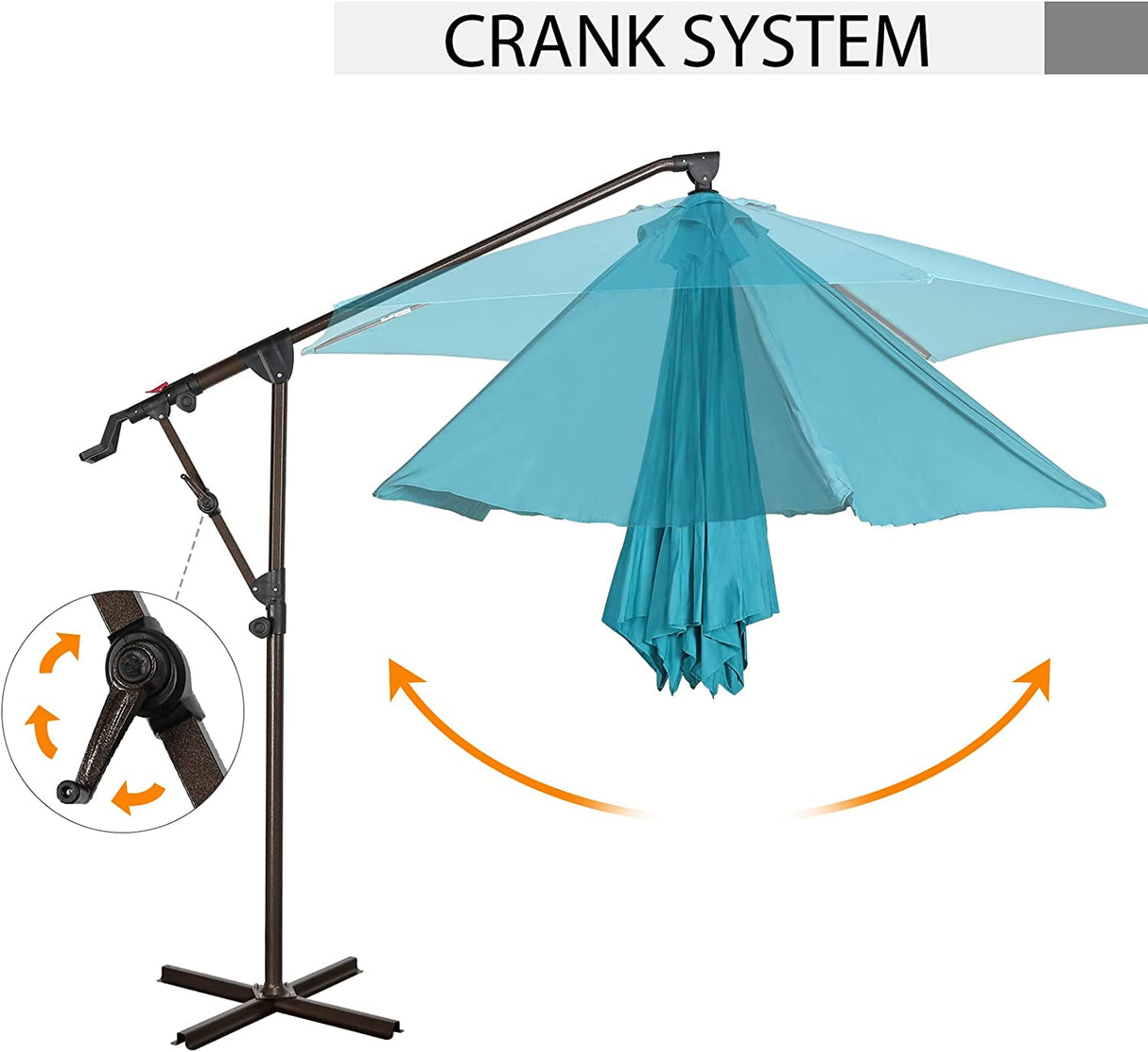 10ft Offset Hanging Patio Umbrella, Outdoor Cantilever Aluminum Umbrella with 360° Rotation, Crank and Tilt System, Cream White