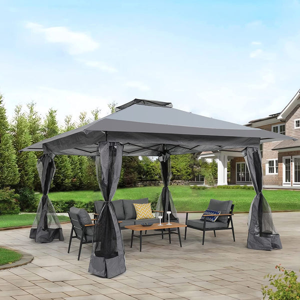13’x13’ Pop Up Gazebo, Outdoor Canopy Tent Shade with Metal Frame Mosquito Netting for Patio, Garden, Lawn, Backyard,