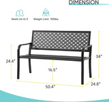 Outdoor Patio Bench Rust-Resistant Metal Park Bench with Armrest, Garden Bench for Yard, Porch, Park, Lawn