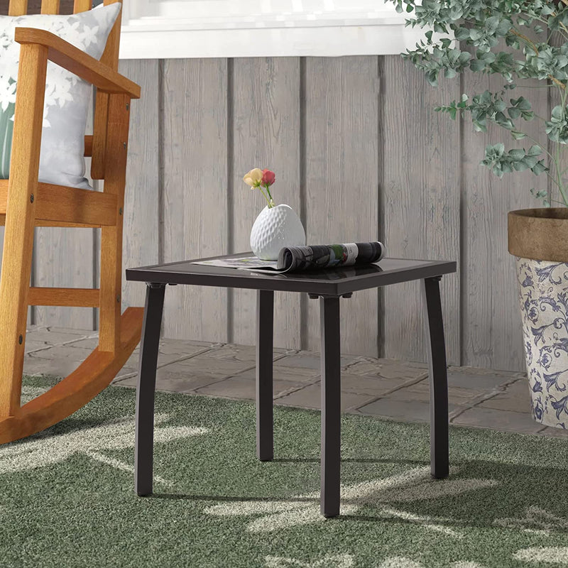 Outdoor Side Table, Patio Square Aluminum End Table for Garden, Backyard, Balcony,