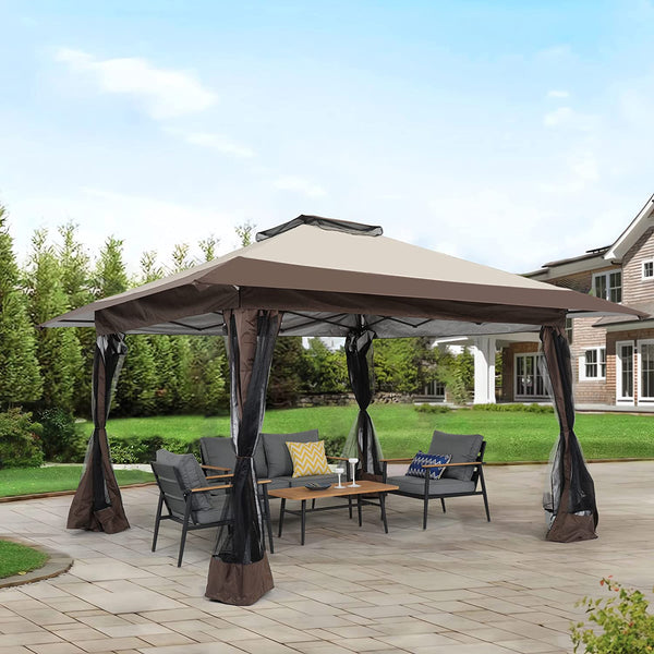 13’x13’ Pop Up Gazebo, Outdoor Canopy Tent Shade with Metal Frame Mosquito Netting