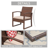 JOIVI 2 PCS Outdoor Patio Ottoman with Thick Cushions,Brown - JOIVI