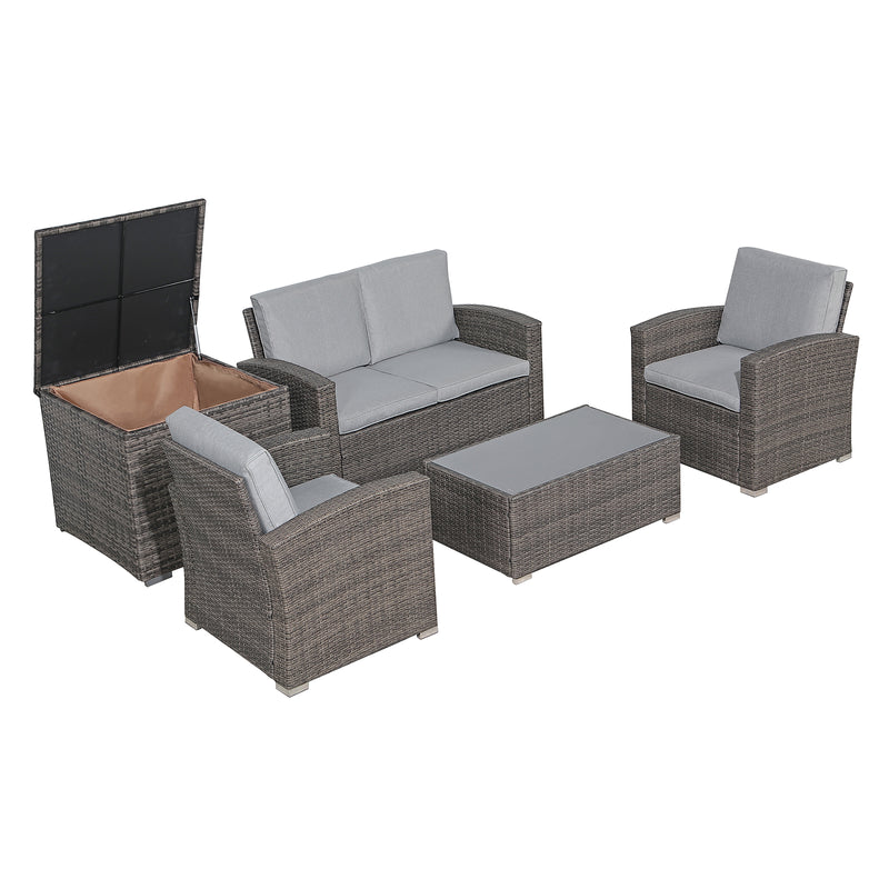 JOIVI 2 PCS Outdoor Patio Ottoman with Thick Cushions,Brown - JOIVI