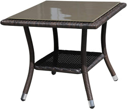 Square Wicker End Table with Aluminum Frame  BROWN