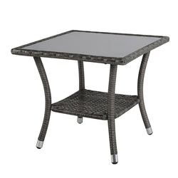 Square Wicker End Table with Aluminum Frame GREY