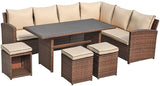 JOIVI 2 PCS Outdoor Patio Ottoman with Thick Cushions,Brown - JOIVI