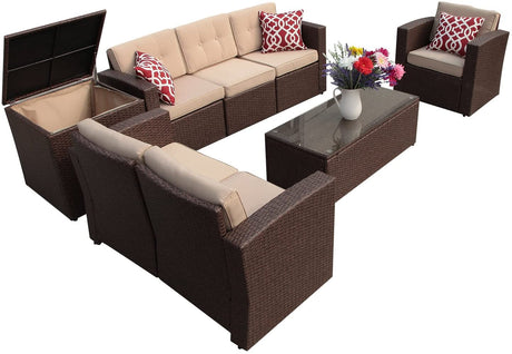 JOIVI 8 Piece Wicker Sectional Furniture