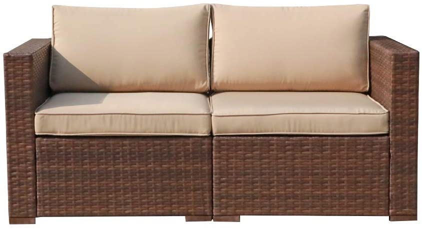 2 Piece resin rattan Corner seat Set brown