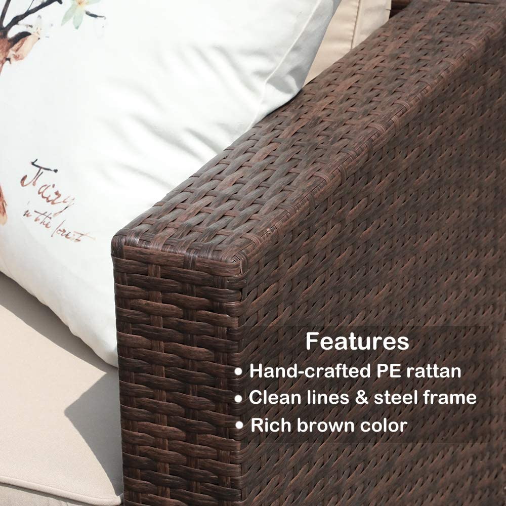 2 Piece resin rattan Corner seat Set brown