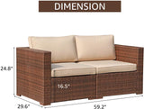 2 Piece resin rattan Corner seat Set brown