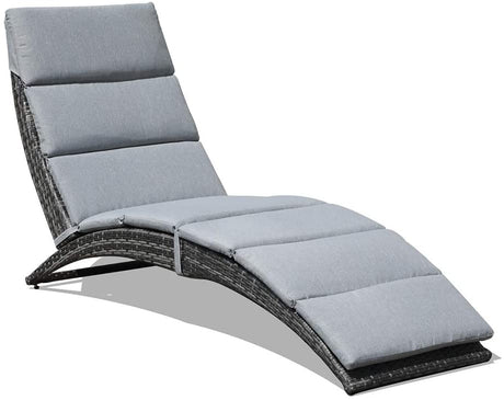 Foldable PE Rattan Chaise light grey