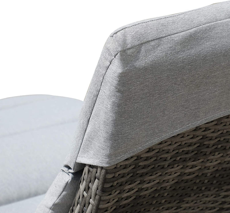 Foldable PE Rattan Chaise light grey