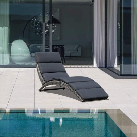 Foldable PE Rattan Chaise dark grey