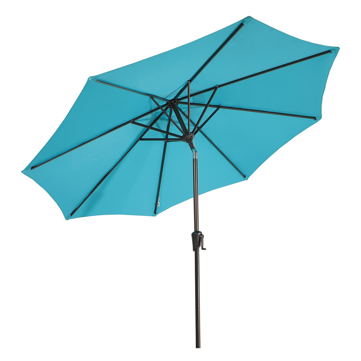 Patio Umbrella Outdoor Table Umbrella of 9-Feet with 8 Ribs and Push Button Tilt and Crank