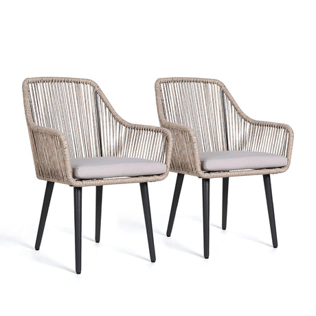 JOIVI Patio Dining Chairs Set of 2, Outdoor Rattan Chairs with Armrest and Cushions for Outside Lawn, Garden, Backyard, Indoor,