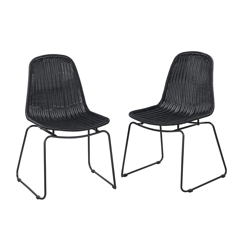 JOIVI Outdoor Wicker Chairs Set of 2, Patio Dining Armless Chairs with Curved Back for Outside Lawn, Garden, Backyard,