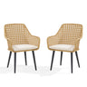 JOIVI Patio Dining Chairs Set of 2, Outdoor Rattan Chairs with Armrest and Cushions for Outside Lawn, Garden, Backyard, Indoor,