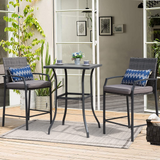 JOIVI 3 Piece Patio Bar Set, Outdoor Wicker Counter Height Bar Stools