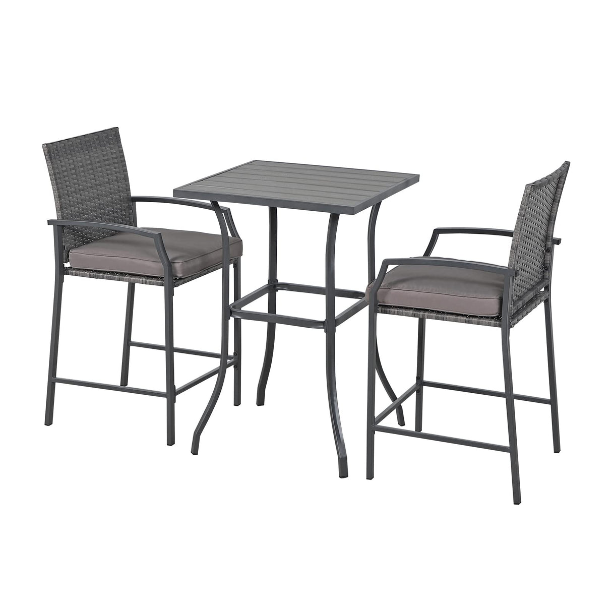 JOIVI 3 Piece Patio Bar Set, Outdoor Wicker Counter Height Bar Stools