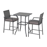 JOIVI 3 Piece Patio Bar Set, Outdoor Wicker Counter Height Bar Stools