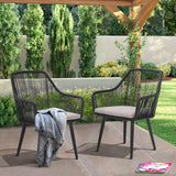 JOIVI Patio Dining Chairs Set of 2, Outdoor Rattan Chairs with Armrest and Cushions for Outside Lawn, Garden, Backyard, Indoor,