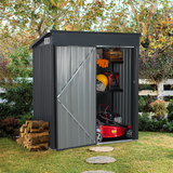 Outdoor Storage Shed, Galvanized Metal Garden Shed W/Lockable Door, Small Waterproof Storage Shed, Black