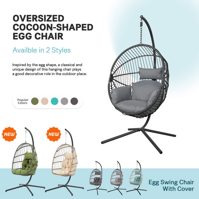 Patio Non-Slip Washable Cushion Hanging Swing Egg Chair Soft (Only Cushion)