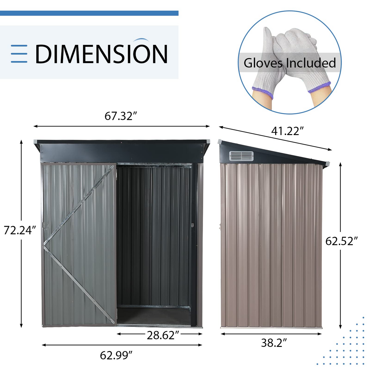 5'x3' Outdoor Storage Shed