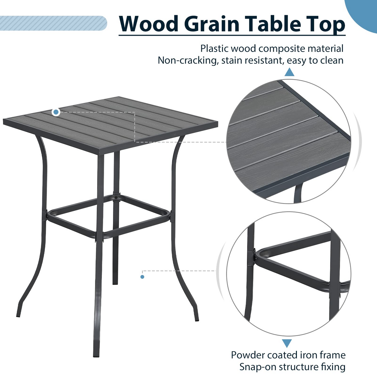 JOIVI 3 Piece Patio Bar Set, Outdoor Wicker Counter Height Bar Stools