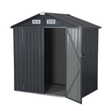 Outdoor Storage Shed, Galvanized Metal Garden Shed W/Lockable Door, Small Waterproof Storage Shed, Black